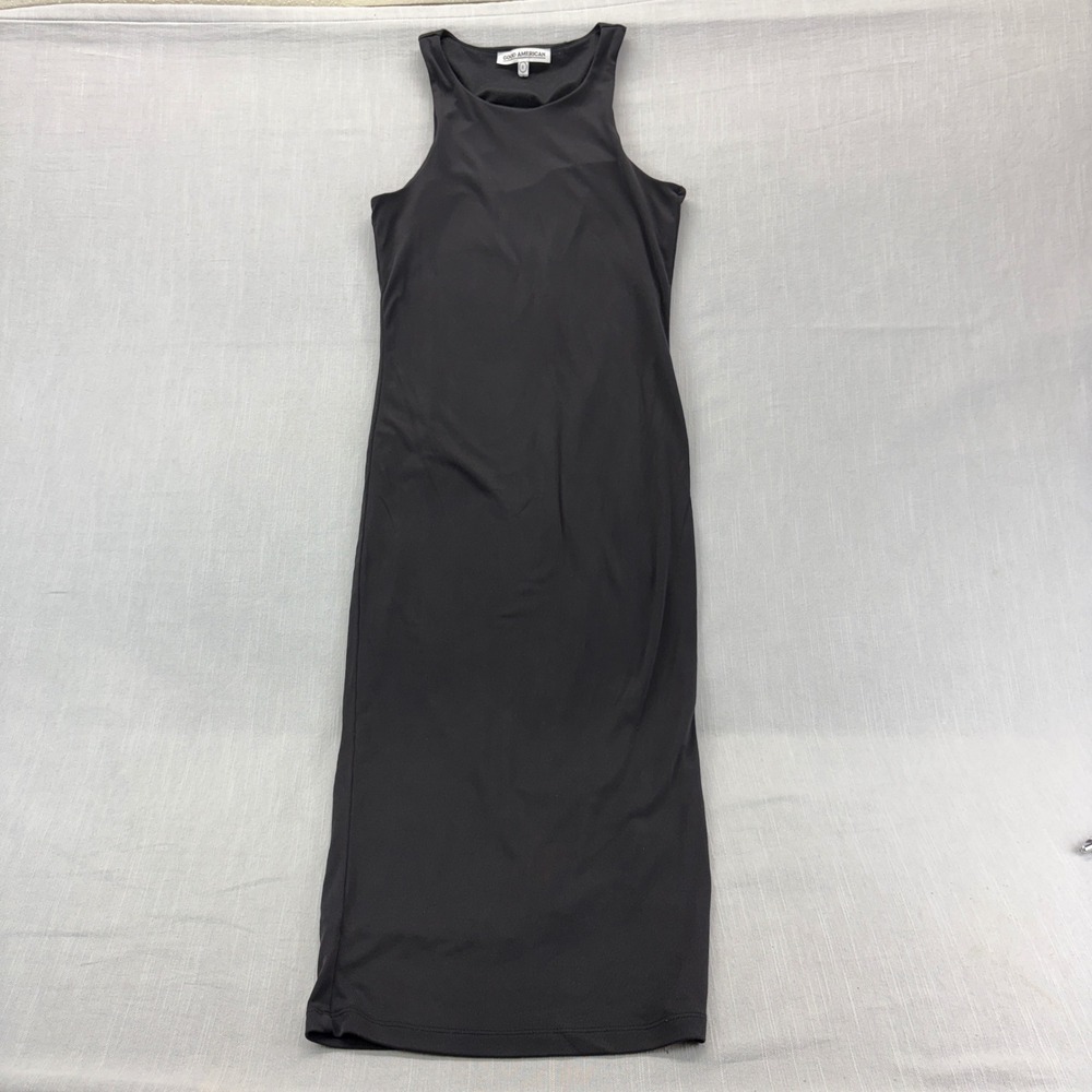 Good American Dress Womens 2 Ribbed Sleeveless Maxi Black High Neck GDK0016
